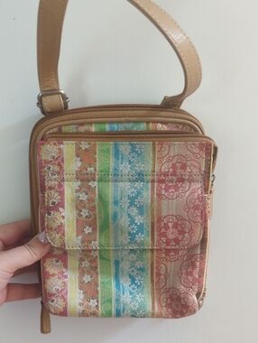 Fossil Multi-Color Striped Crossbody Bag - Tan Trim